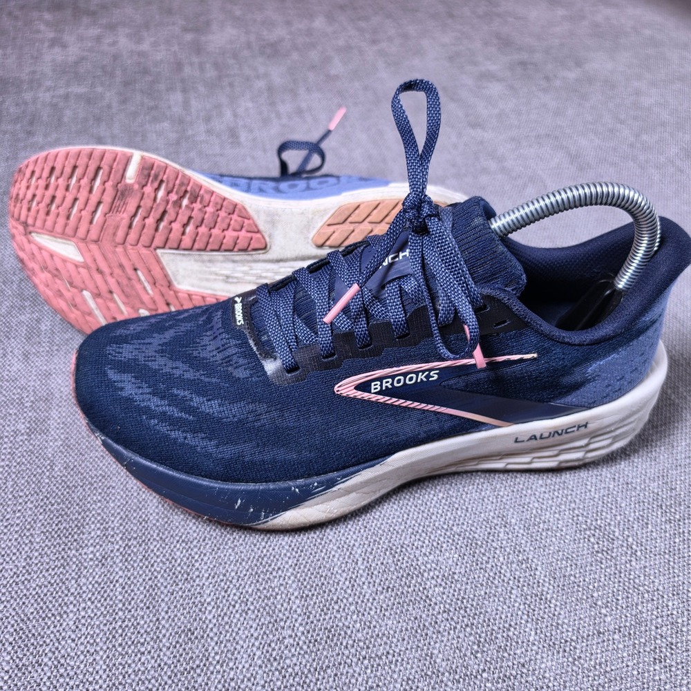 Brooks Launch Women 9 Navy Blue Pink 1204391B483 DNA FLASH Running Shoes
